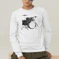 Drum Kit Drummer Band Musical Instrument Rock Music Raglan Baseball Tee Men's Long Sleeve T-Shirt