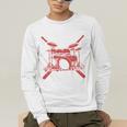 Drum Kit Percussion For Drummer Percussionist Musician Men's Long Sleeve T-Shirt Drum Kit Percussion For Drummer Percussionist Musician Men's Long Sleeve T-Shirt
