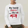 Kids My Daddy Smells Like BBQ Grilling Dad BBQ Dad Master Grill Men's Long Sleeve T-Shirt