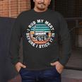 BBQ Dad Offset Smoker Pit Accessory I Rub My Meat Text Men's Long Sleeve T-Shirt