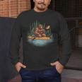 Bigfoot Kayak Paddling Lake Canoe Bigfoot Sasquatch Kayaking Men's Long Sleeve T-Shirt