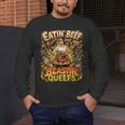 Eatin Beef Blastin Queefs BBQ Dad Grill Cookout Meme Men's Long Sleeve T-Shirt
