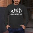 Grill Eat Repeat BBQ Dad Evolution Barbecue Men's Long Sleeve T-Shirt Grill Eat Repeat BBQ Dad Evolution Barbecue Men's Long Sleeve T-Shirt