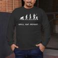 Grill Eat Repeat BBQ Dad Evolution Cookout Men's Long Sleeve T-Shirt