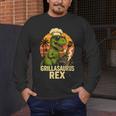 Grilling Dinosaur Grillasaurus T-Rex BBQ Dad Joke Men's Long Sleeve T-Shirt