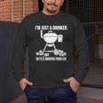 I'm Just A Drinker With A Smoking Problem BBQ Dads Grilling Men's Long Sleeve T-Shirt I'm Just A Drinker With A Smoking Problem BBQ Dads Grilling Men's Long Sleeve T-Shirt