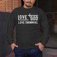 Love God Love Swimming Swim With Jesus For Christian Athlete Men's Long Sleeve T-Shirt Love God Love Swimming Swim With Jesus For Christian Athlete Men's Long Sleeve T-Shirt