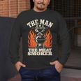 Man Myth Meat Smoker Legend BBQ Dad Men's Long Sleeve T-Shirt Man Myth Meat Smoker Legend BBQ Dad Men's Long Sleeve T-Shirt