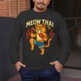 Meow Thai Muay Thai Cat Fighter Pun Dad Joke Men's Long Sleeve T-Shirt