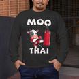 Moo Thai Muay Thai Thai Boxing For Kids Muay Thai Cow Men's Long Sleeve T-Shirt