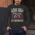Muay Thai Fighter For Men Dad Boys Thai Kickboxing Fighting Men's Long Sleeve T-Shirt