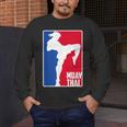 Muay Thai Fighter Retro Kickboxing Training MMA Men's Long Sleeve T-Shirt