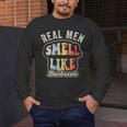 Real Men Smell Like Barbecue Grilling BBQ Dad Graphic Men's Long Sleeve T-Shirt
