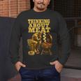 Thinking About Meat BBQ Dad Humor Men's Long Sleeve T-Shirt