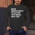 Never Underestimate An Old Man That Knows Muay Thai Men's Long Sleeve T-Shirt Never Underestimate An Old Man That Knows Muay Thai Men's Long Sleeve T-Shirt