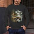 Women's Lakeside Canoe Cabin Escape Scene Men's Long Sleeve T-Shirt