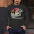 Women's Muay Thai Martial Arts Fighter Retro Vintage Sunset Graphic Men's Long Sleeve T-Shirt