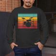 Women's Retro Drum Kit Silhouette With Color Stripes Men's Long Sleeve T-Shirt Women's Retro Drum Kit Silhouette With Color Stripes Men's Long Sleeve T-Shirt