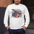 Drum Kit With American Flag Graphic For Musicians Men's Long Sleeve T-Shirt Drum Kit With American Flag Graphic For Musicians Men's Long Sleeve T-Shirt