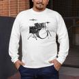 Drum Kit Drummer Band Musical Instrument Rock Music Raglan Baseball Tee Men's Long Sleeve T-Shirt