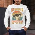 Drummer Like a Musician Only On Time Vintage Sunset Drum Kit Raglan Baseball Tee Men's Long Sleeve T-Shirt