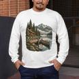 Lakeside Canoe Cabin Escape Scene Men's Long Sleeve T-Shirt