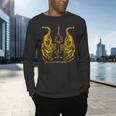 Awesome Orange Double Tiger Muay Thai Sak Yant Men's Long Sleeve T-Shirt