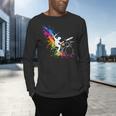 Drummer Silhouette Drum Kit Splatter Art Men's Long Sleeve T-Shirt Drummer Silhouette Drum Kit Splatter Art Men's Long Sleeve T-Shirt