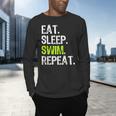 Eat Sleep Swim Repeat Swimming Swimmer Cool Men's Long Sleeve T-Shirt