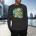 Green Sea Turtle Surfs Past a Canoe Paddle Sleeveless Men's Long Sleeve T-Shirt
