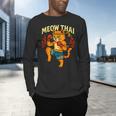 Meow Thai Muay Thai Cat Fighter Pun Dad Joke Men's Long Sleeve T-Shirt