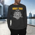Muay Thai Sak Yant MMA Tattoo Tiger Lion Knife Martial Art Men's Long Sleeve T-Shirt