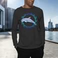 Swimming Dolphin Maori Sun Tribal Waves 2-Sided Men's Long Sleeve T-Shirt