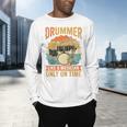Drummer Like a Musician Only On Time Vintage Sunset Drum Kit Raglan Baseball Tee Men's Long Sleeve T-Shirt