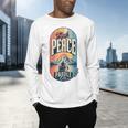 Find Peace Paddle On Canoe Mountain Sunset Men's Long Sleeve T-Shirt