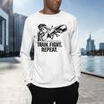 Train Fight Repeat Nak Muay Thai Boxing Fighter Raglan Baseball Tee Men's Long Sleeve T-Shirt