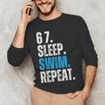 67 Sleep Swim Repeat Swimming Swimmer 67 Meme Men's Long Sleeve T-Shirt