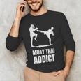 Addicted To Muay Thai Graphic Shirt Men's Long Sleeve T-Shirt Addicted To Muay Thai Graphic Shirt Men's Long Sleeve T-Shirt