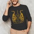 Awesome Orange Double Tiger Muay Thai Sak Yant Men's Long Sleeve T-Shirt