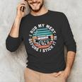 BBQ Dad Offset Smoker Pit Accessory I Rub My Meat Text Men's Long Sleeve T-Shirt