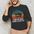 BBQ Dad I Rub My Meat Before I Stick It In Offset Smoker Pit Men's Long Sleeve T-Shirt BBQ Dad I Rub My Meat Before I Stick It In Offset Smoker Pit Men's Long Sleeve T-Shirt