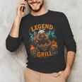 Bigfoot Legend Of The Grill BBQ Dad Father Day 2026 Men's Long Sleeve T-Shirt