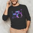 Cool Drum Kit Percussion Vintage Retro Drummer Costume Men's Long Sleeve T-Shirt Cool Drum Kit Percussion Vintage Retro Drummer Costume Men's Long Sleeve T-Shirt