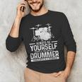 Drummer Drum Kit Saying Drummer Men's Long Sleeve T-Shirt Drummer Drum Kit Saying Drummer Men's Long Sleeve T-Shirt