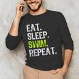 Eat Sleep Swim Repeat Swimming Swimmer Cool Men's Long Sleeve T-Shirt