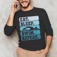 Eat Sleep Swim Vintage Swimming Lover Swimmer Men Women Men's Long Sleeve T-Shirt