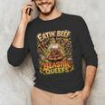 Eatin Beef Blastin Queefs BBQ Dad Grill Cookout Meme Men's Long Sleeve T-Shirt