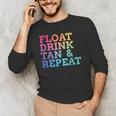 Float Drink Tan Repeat Summer Swimming Beach Pool Vacation Men's Long Sleeve T-Shirt