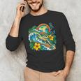 Green Sea Turtle Surfs Past a Canoe Paddle Sleeveless Men's Long Sleeve T-Shirt