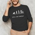 Grill Eat Repeat BBQ Dad Evolution Cookout Men's Long Sleeve T-Shirt